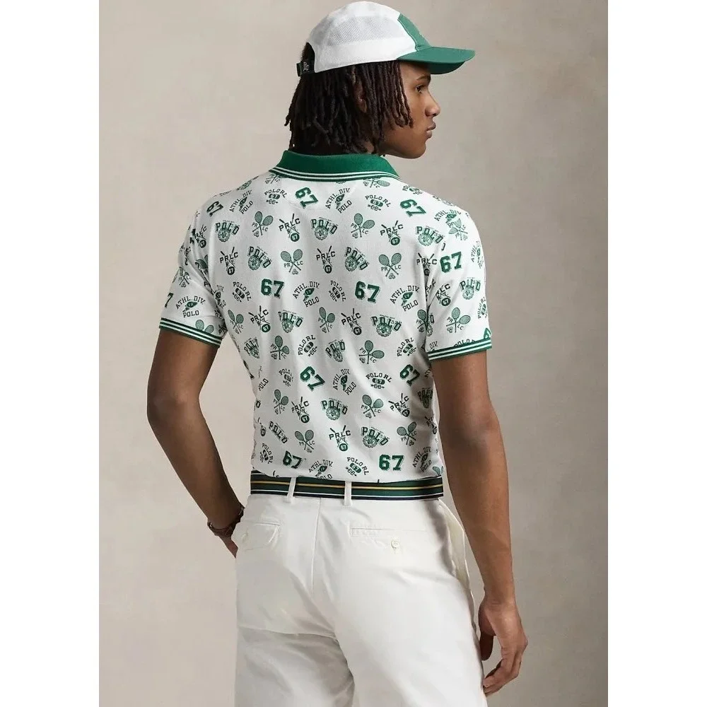 Polo‎ Ralph Lauren Men's Big & Tall 3XLT White Green Sports Graphic Polo Shirt